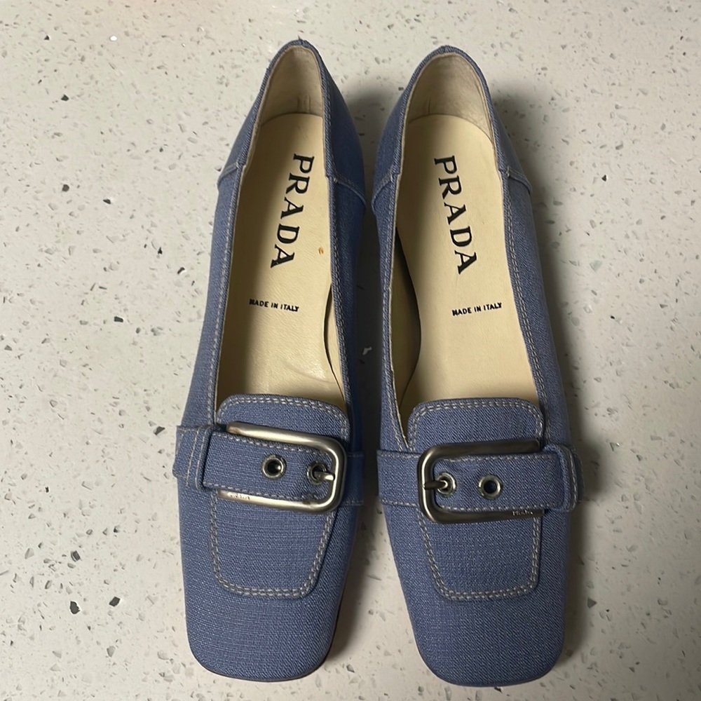 BRAND NEW Prada denim bucket flat shoes